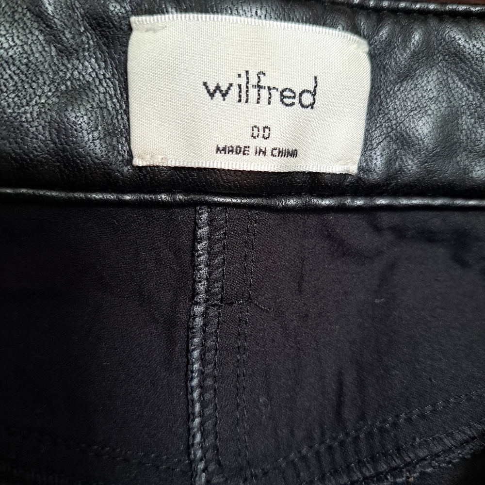Wilfred Aritzia Black Faux Leather Pants | Size 00 | High Rise Straight Leg - Picture 8 of 10